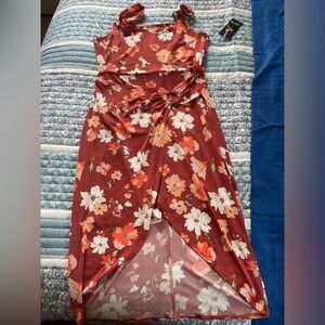 No Boundaries Floral High Low Dress - Red and White